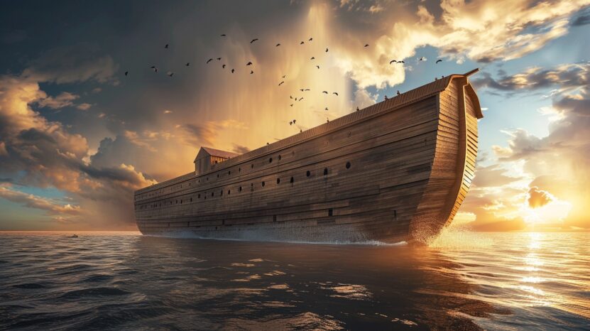 Noah’s Ark on the sea - biblical scene